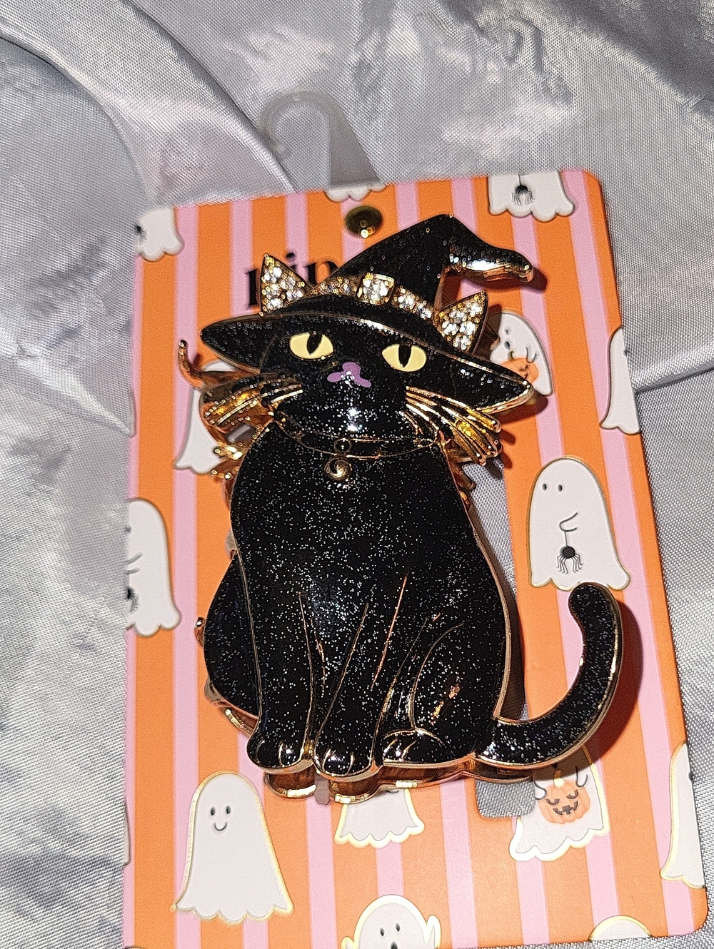 Piper KBlack Glitter Witch Cat Enamel Hair Clip - Halloween